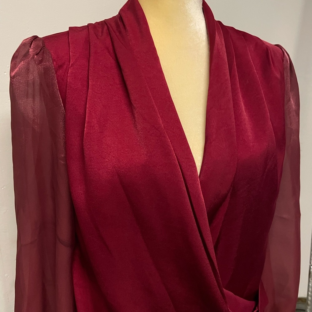 MAROON VINTAGE SATIN BLOUSE
